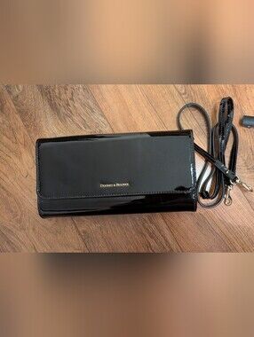 Dooney & Bourke Black Patent Leather Clutch/Shoulder Bag